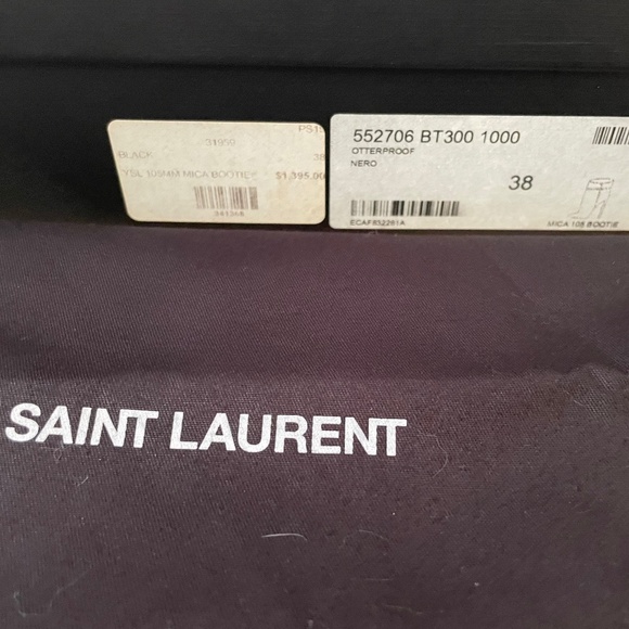 Saint Laurent Mica 105mm Black Suede Whipstitch Ankle Booties 38 IT - Picture 9 of 9